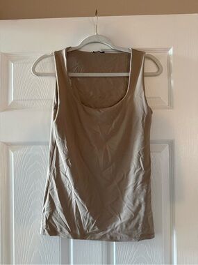Zara Sleeveless Scoop Neck Tank in Taupe Medium
